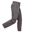 Mens solid gray Leo Kohler military cargo trousers with multiple pockets, made from durable 100% cotton fabric.