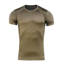 Olive green M-TAC Military Tactical T-Shirt, lightweight, breathable, stretch fabric, short sleeves for men.