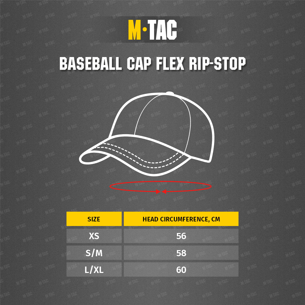 M-Tac Tactical Baseball Cap Flexible Fit Ripstop Hook & Loop Dark Olive L/XL