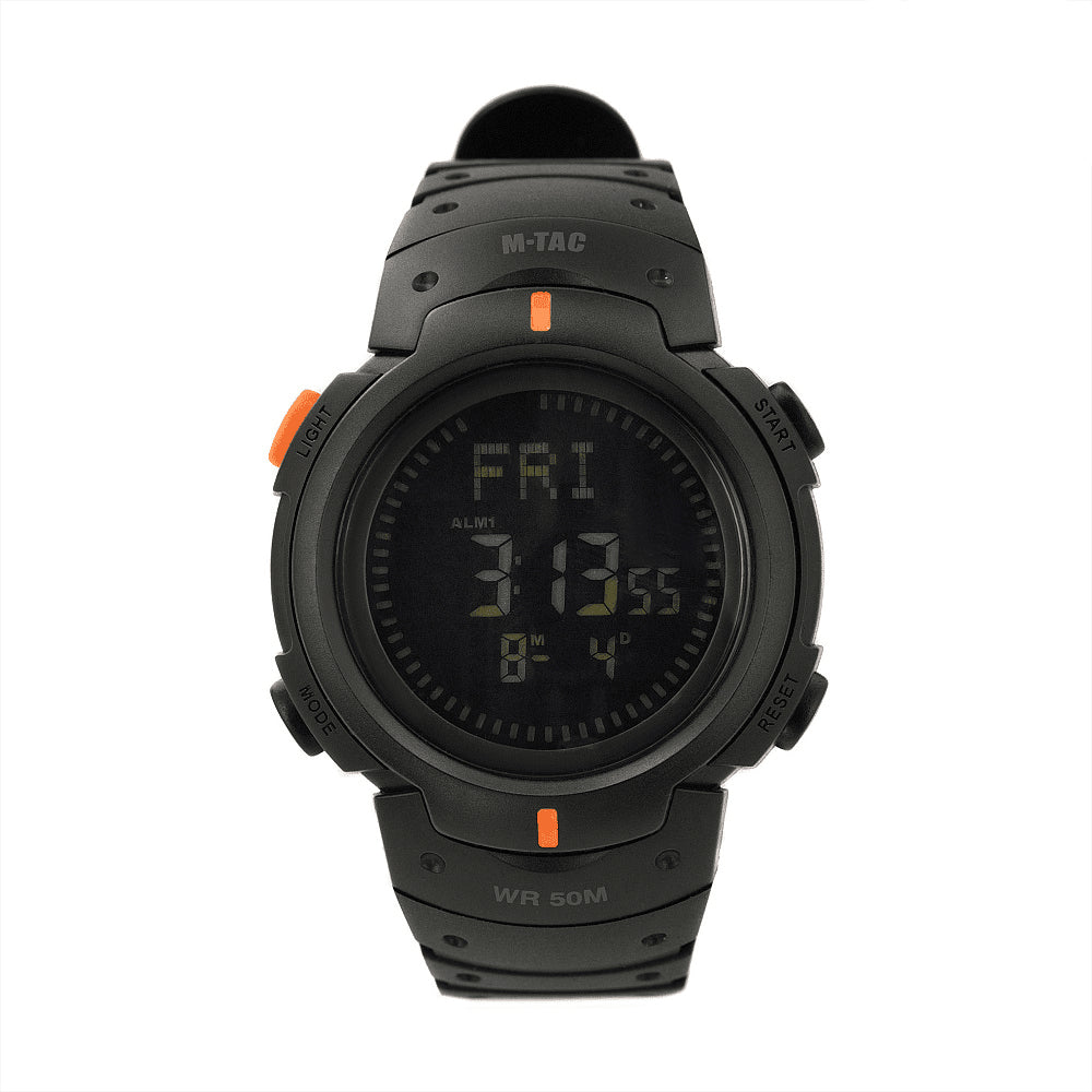 M-Tac Tactical Compass Watch Digital Stopwatch Alarm Timer 5ATM Black