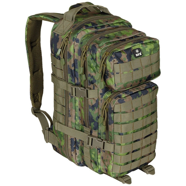 MFH Assault I Tactical Backpack 30L Padded Shoulder Straps MOLLE M05 Camo - GoMilitar