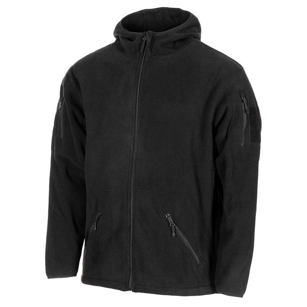 MFH military black tactical fleece jacket thermal hooded elasticated hemline NEW - GoMilitar