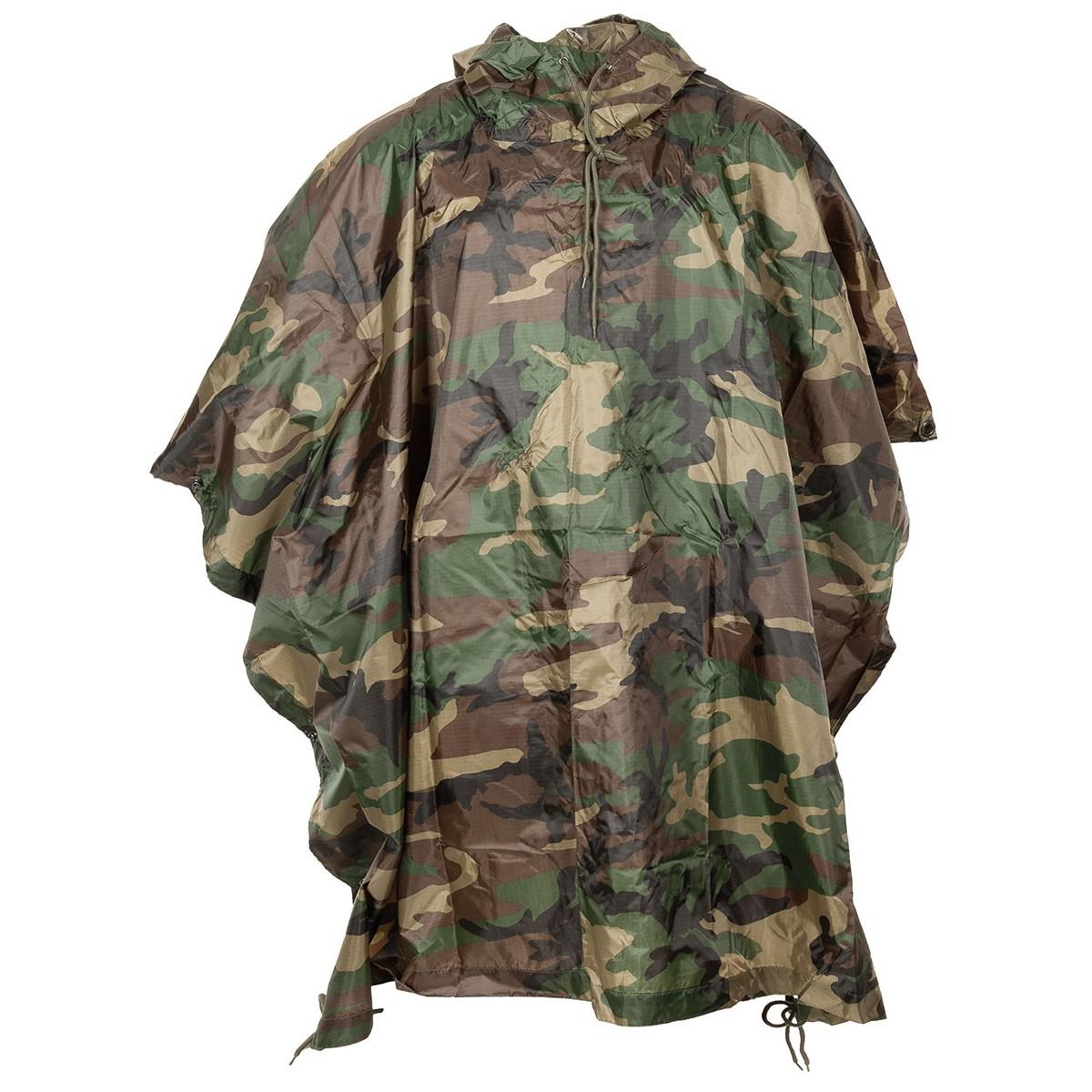 MFH Poncho Adjustable Hood Waterproof Windproof RipStop Fabric Seams Welded