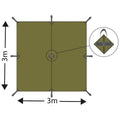 MFH Tarp Extreme Tarpaulin 3x3m Waterproof Shelter Windproof Tent Sun Shade