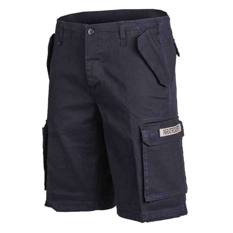 Mil-Tec black moleskin lightweight paratrooper shorts with cargo pockets and belt loops for outdoor and work use