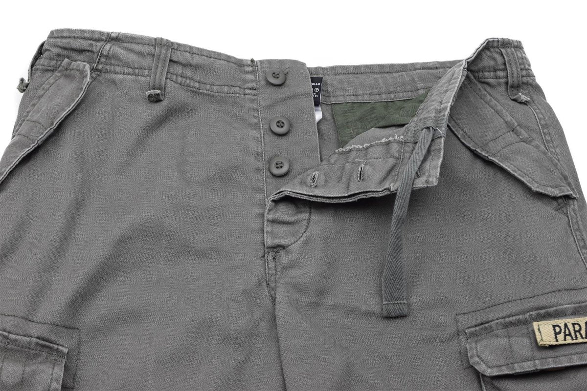 Mil-Tec Brand Military style olive prewashed moleskin paratrooper cargo shorts