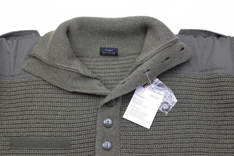 Mil - Tec Brand Sweater Austrian Army style Alpine Pullover Knit Men Olive OD Wool - GoMilitar