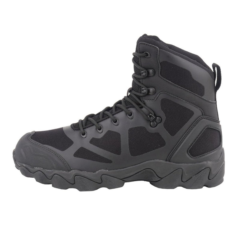 Black MIL-TEC Chimera tactical mid-calf boots with lightweight fabric, reinforced toe, ankle support, and slip-resistant sole.