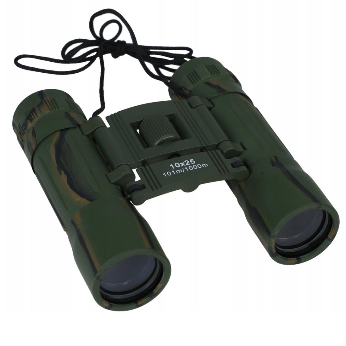MIL-TEC Collapsible Binoculars 10x25 Clear View Protective Nylon Bag Camo