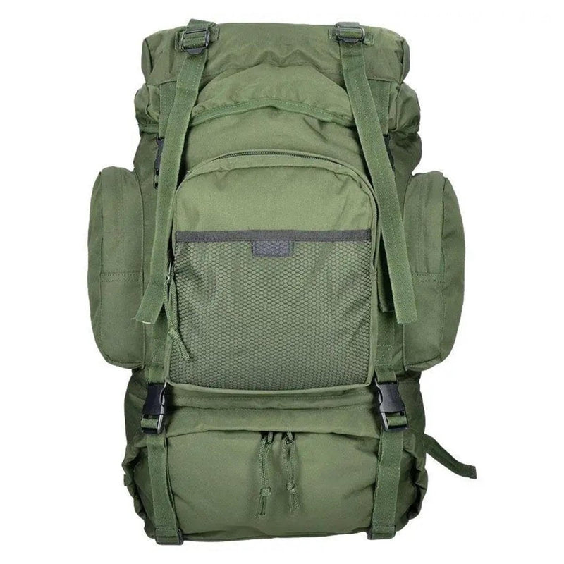 Large green MIL-TEC commando hiking backpack with multiple compartments and MOLLE webbing for tactical use.