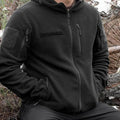 MIL-TEC GEN II Fleece Jacket Warm Reinforced Elbows Hood Chest Pocket Black