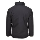 Back view of MIL-TEC reversible cold weather jacket in black, windproof and insulated for outdoor use.