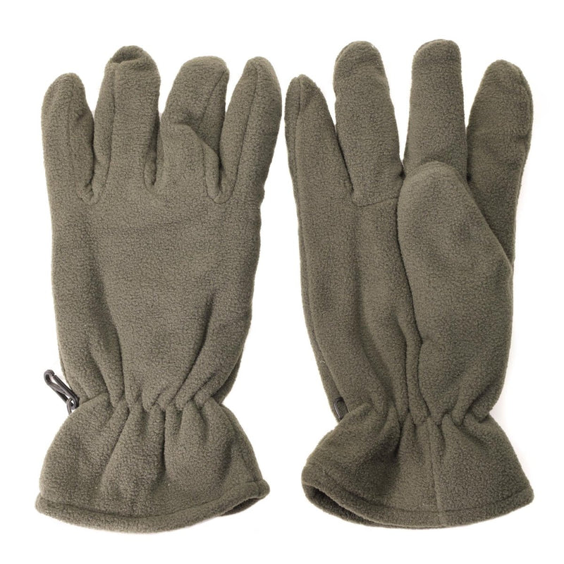 Olive green Mil-Tec winter gloves with warm fleece and Thinsulate lining for cold weather and tactical use.