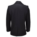 MIL - TEC Mens Pea Coat Wool Blend Navy Style Double Breasted Jacket Black - GoMilitar