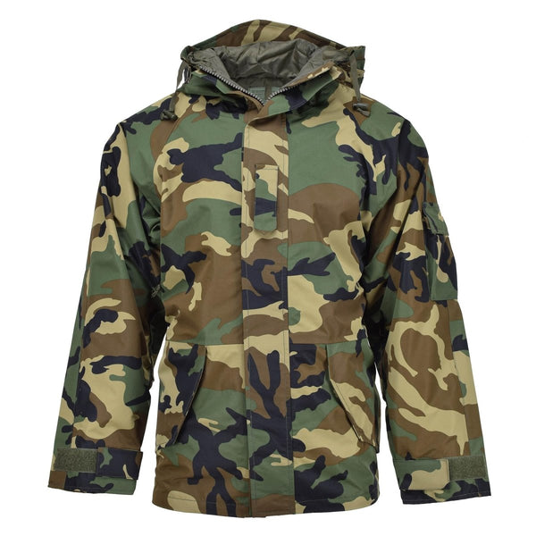 MIL-TEC military style woodland camo jacket with 3-layer waterproof, windproof Gore-Tex for wet weather protection