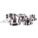 MIL - TEC outdoor cookware 8 pieces stainless camping cooking pot pan cup plate - GoMilitar