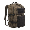 Olive and black MIL-TEC U.S. Assault Ranger 36L backpack with padded straps, durable water-resistant design for outdoor use