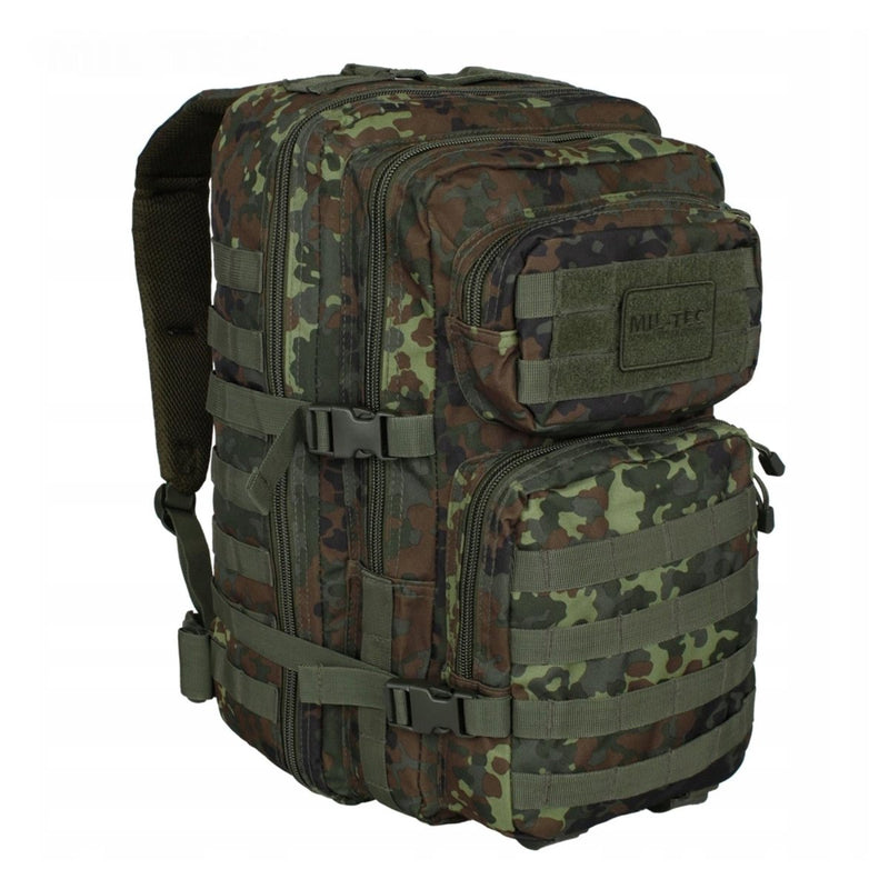 MIL-TEC U.S. Assault flecktarn 36L tactical backpack with multiple compartments and adjustable padded straps for outdoor use