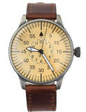 MIL-TEC Vintage Army Quartz Watch Pilot Natural Leather Bracelet Brown
