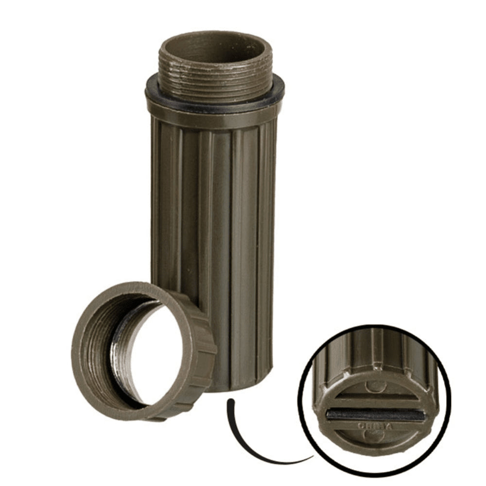 Mil-Tec Waterproof Match Case Flint Bottom Camping Survival Match Holder Olive