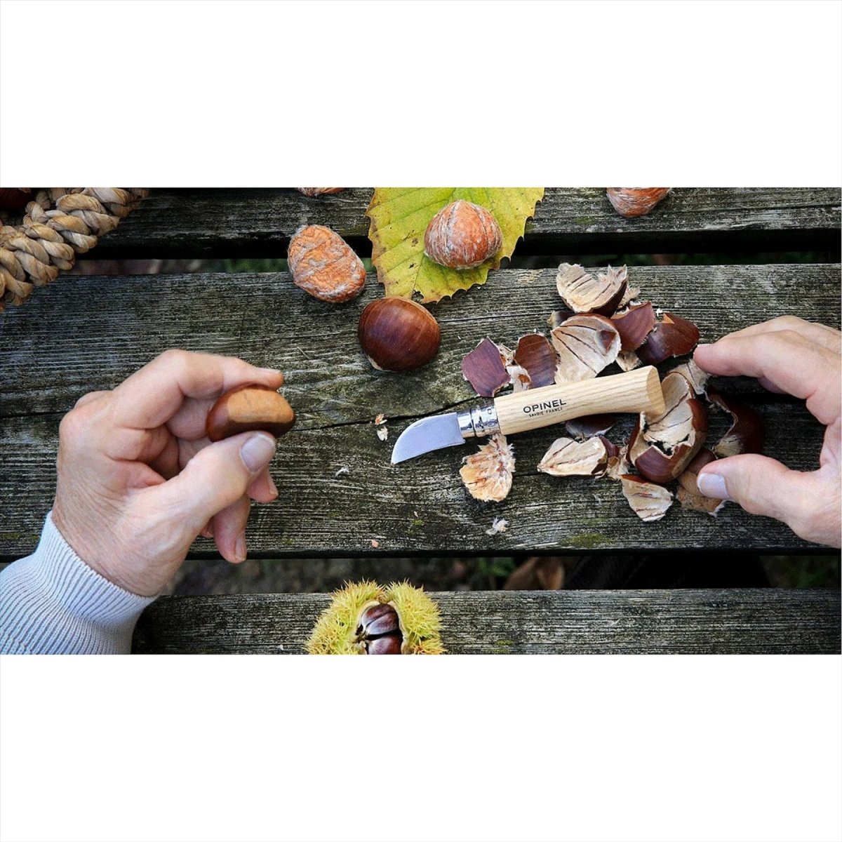 Opinel N°07 Chestnut Garlic Folding Pocket Knife 12C27 Blade Walnut Handle