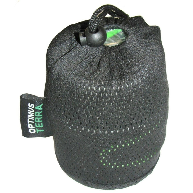 Compact black mesh carrying pouch for Optimus Crux Lite Solo Cook System camping stove and cook set bundle