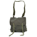 Original Austrian Army combat day pack in olive green with buckle closure and adjustable carrying strap