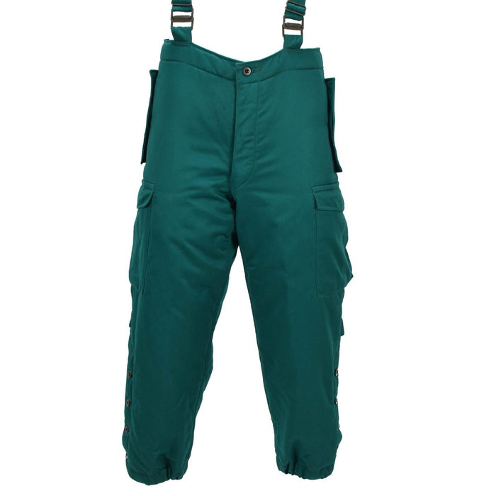 Original Austrian Military Thermal Bib Pants Cold Weather Insulated Green - GoMilitar
