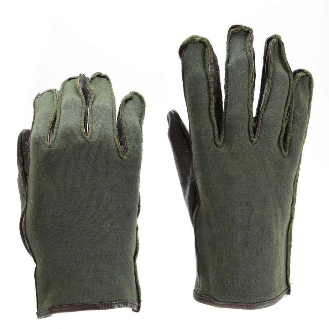 Original Belgian army combat gloves WWII style gloves nylon leather Olive NEW
