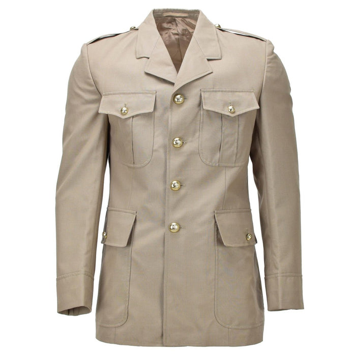 Original Belgium Military Formal Jacket Metal Buttons Shoulder Epaulettes Khaki - GoMilitar