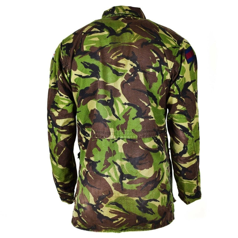 Back view of British army DPM combat smock jacket in rip-stop fabric with green and brown camouflage pattern