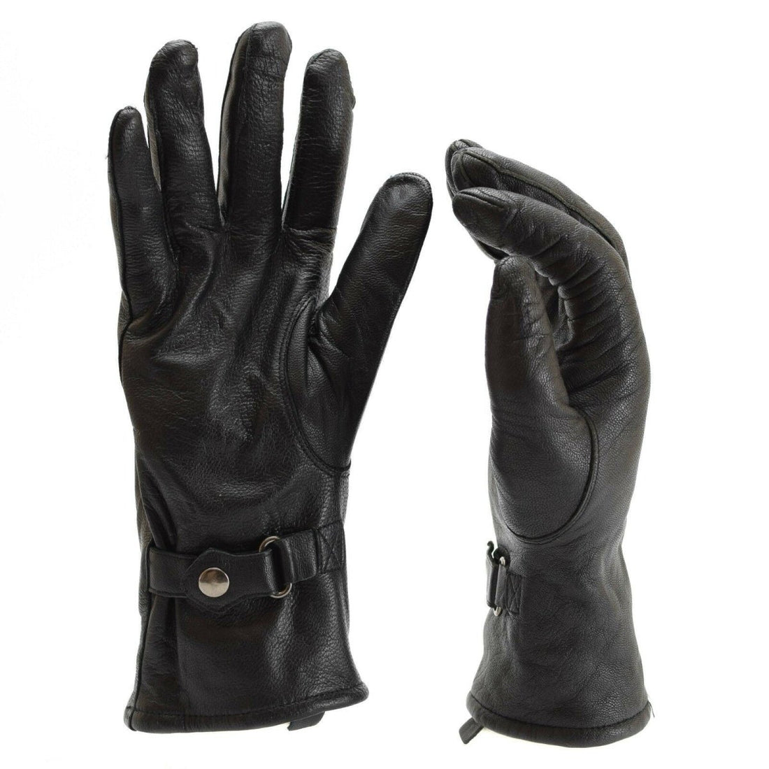 Original British Military Combat Gloves Wrist Straps Leather Army Issued Black