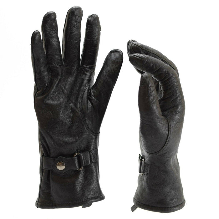 Original British Military Combat Gloves Wrist Straps Leather Army Issued Black - GoMilitar
