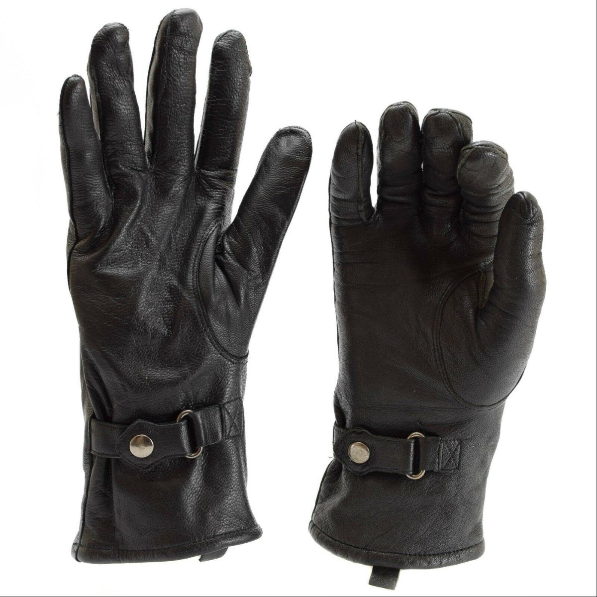 Original British Military Combat Gloves Wrist Straps Leather Army Issued Black