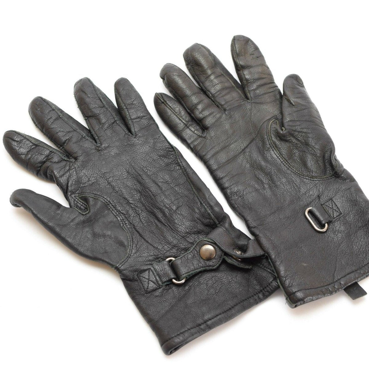 Original British Military Combat Gloves Wrist Straps Leather Army Issued Black