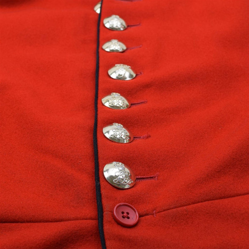 Original British Military Jacket Tunic Style Wool Solid Red Golden Buttons - GoMilitar