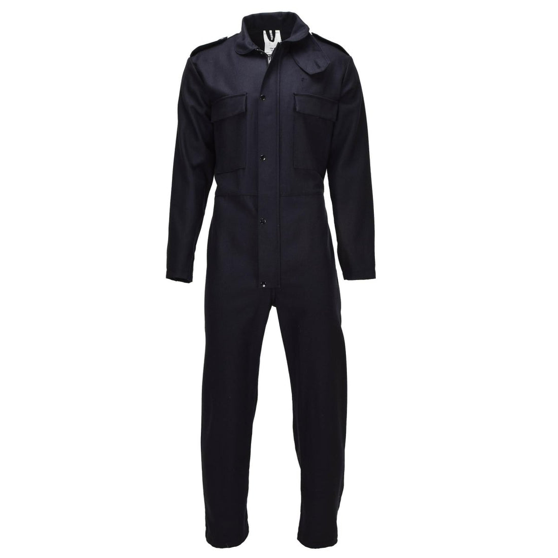 Original British Military Wool Coveralls Front Zip Button Closure Black