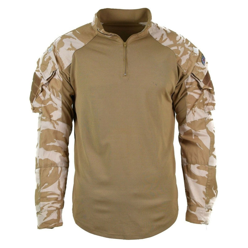 Original British UBAC desert camouflage military under body shirt with zip collar and tactical arm pockets