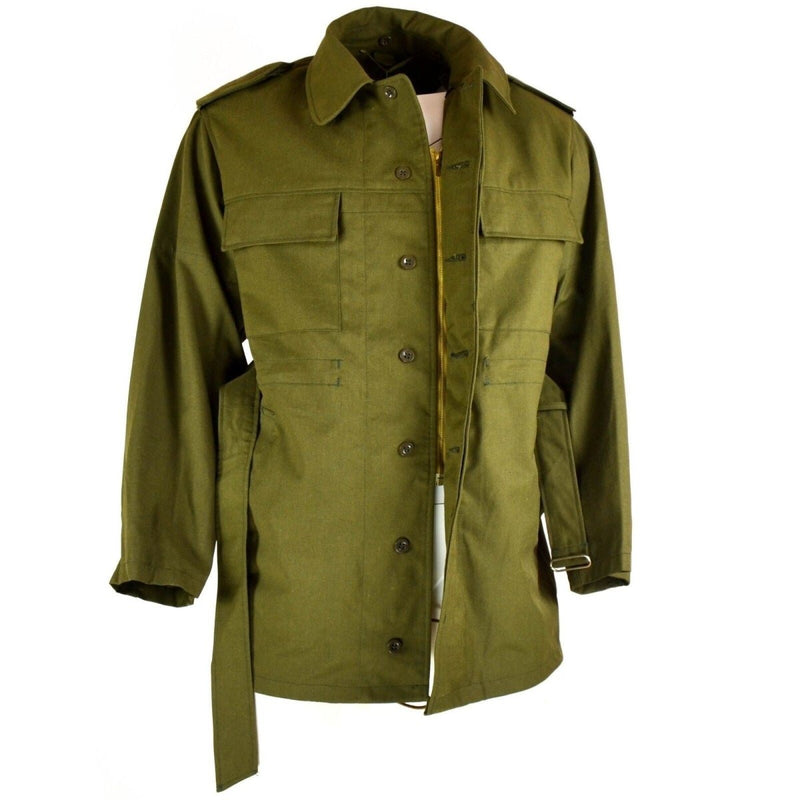 Original Czech army M85 field parka in olive green with button closure and multiple pockets, vintage winter jacket design.