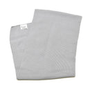 Folded gray fabric with a subtle pattern on a white background