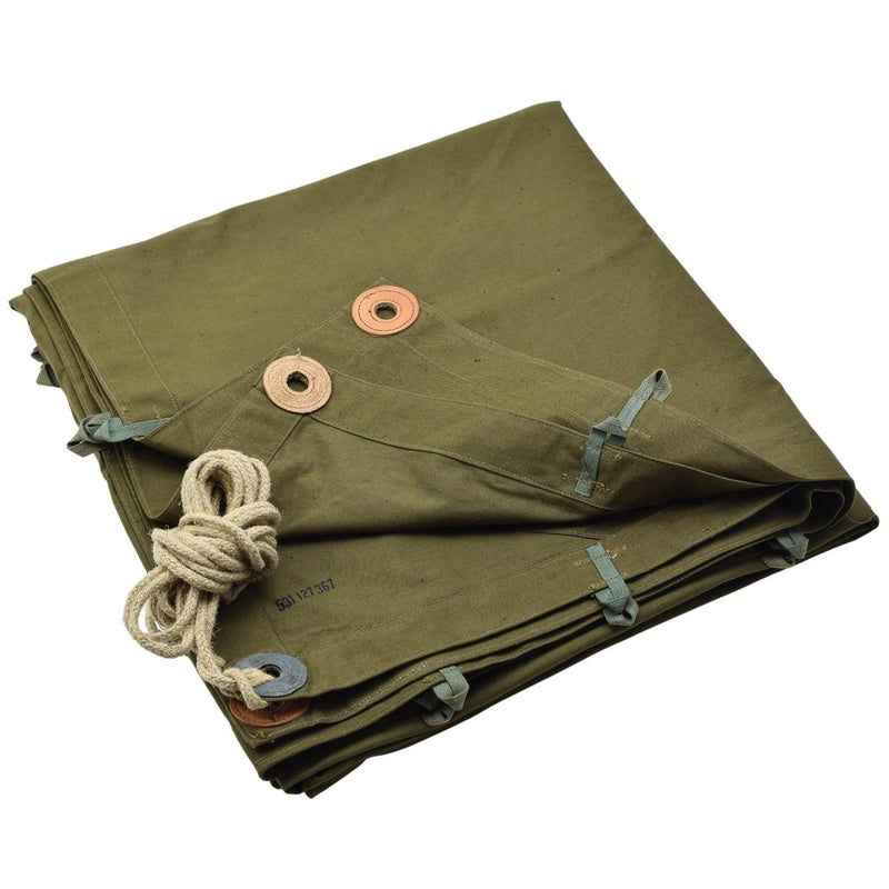 Original Czech army khaki poncho tent water - resistant vintage camping outside - GoMilitar