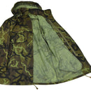Original Czech army CZ 95 camo field jacket parka with hood, multiple pockets, adjustable fit, and reinforced elbows.