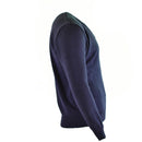 Original Czech Army blue wool V-neck sweater jumper with rib-knit cuffs and waist, military surplus, new and durable.