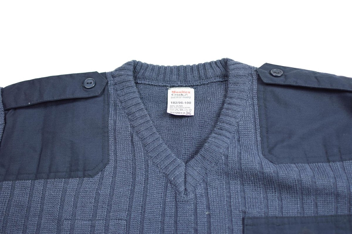 Original Czech army Sweater Jumper M97 Blue Wool V-neck military surplus NEW