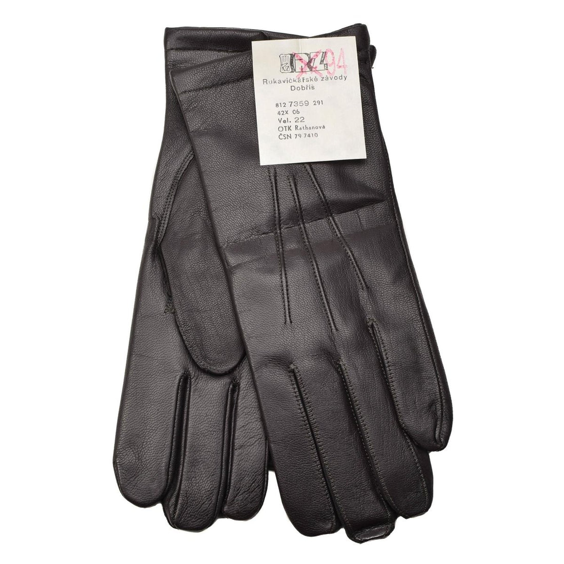 Original Czech army winter warm cold brown leather gloves casual tight fit NEW