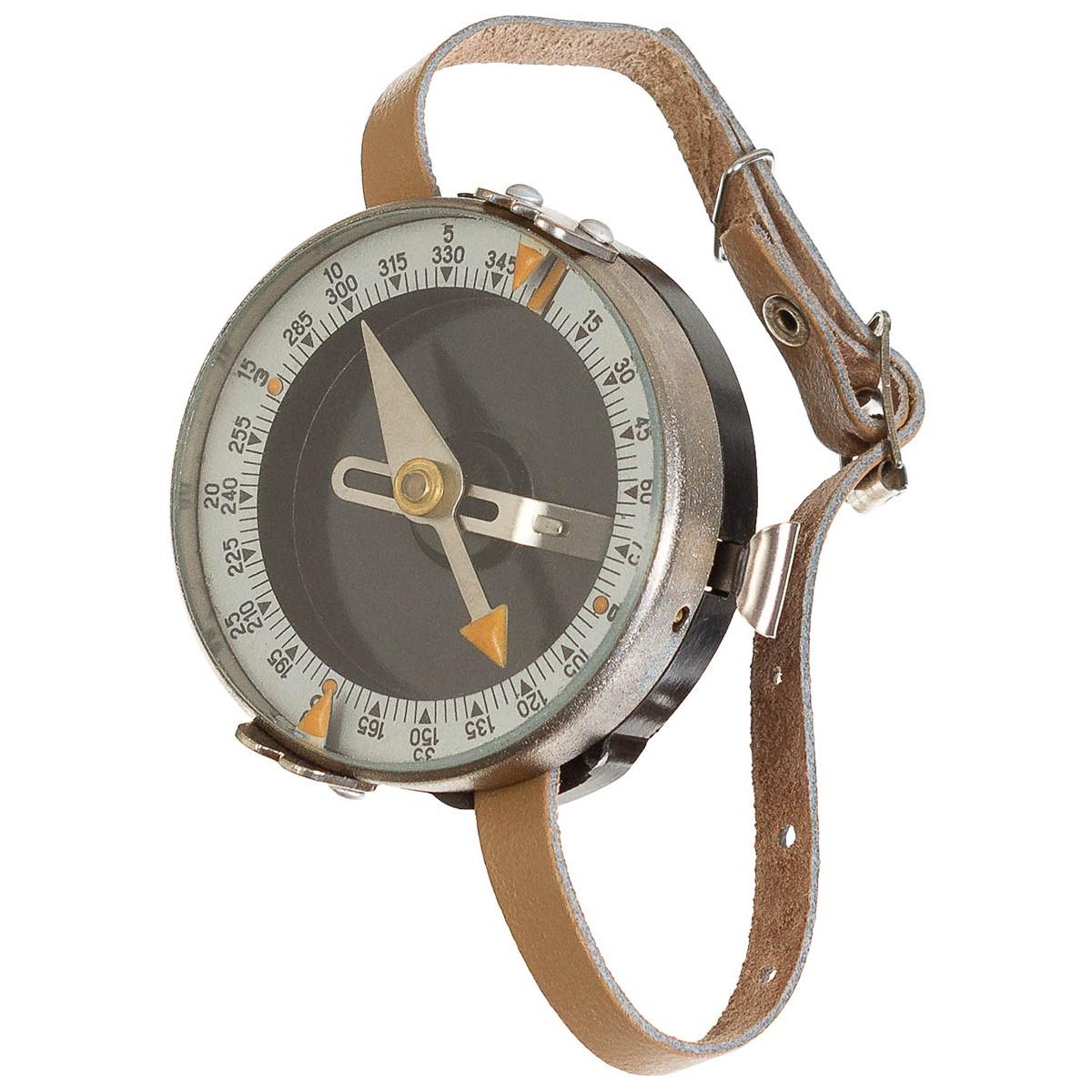 Original Czech Military Bracelet Compass Map Measure Leather Strap Brown