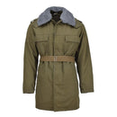 Original Czech Military parka belted faux fur liner winter jacket hooded olive - GoMilitar