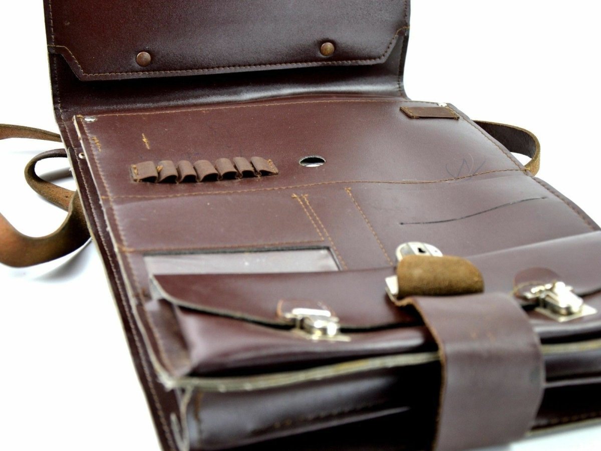 Original Czech Military Shoulder Bag Map Case Document Case Brown