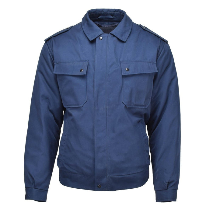 Original Dutch military jacket in blue with detachable quilted liner, durable and warm Netherlands army surplus parka.