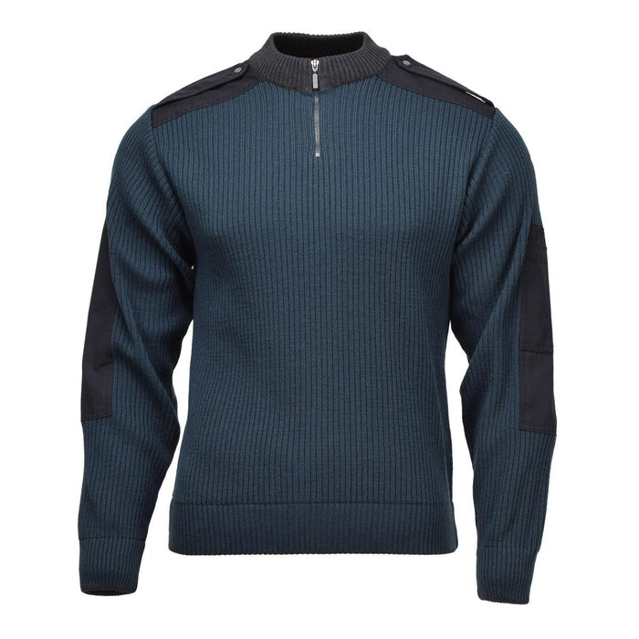 Original Dutch Military Troyer Sweater Rib Knit Quarter Zip Petrol Green - GoMilitar